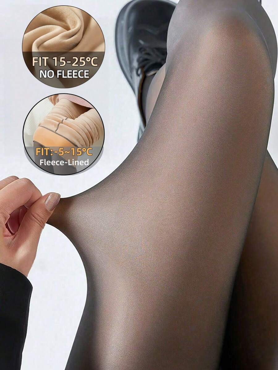 1 Pair/3 Pairs Women's Leggings 80g Non-Fleece/200g Fleece/300g Thick Fleece, Thermal Lined Tights, 40-100kg Wearable, High Elasticity, Suitable For Any Season Within 25°C, Applicable For Autumn And Winter - Black - View 1