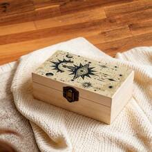 1pc Handmade Wooden Storage Box With Mystical Eye And Celestial Pattern, Gift Storage Box, Small Accessory Organizer, Desktop Organizer Keepsake Box, Spiritual Altar Decor, Jewelry Collection Box, Bohemian And Gothic Home Decor - Multicolor - View 4