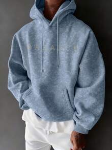 Áo hoodie nam giặt mài rách in hình BALANCE Brain & Heart, có túi kangaroo và dây rút - Màu xanh nhạt - Xem 2