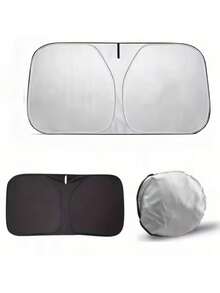 1pc Car Front Windshield Sun Shade, 1 Sun Shade + 1 Storage Bag, Car Sun Visor Front Windshield, Car Privacy Curtain, Anti-Freeze, Convenient Storage Design, Full Edge Seamless Fit, Equipped With High-Density Blackout Fabric With Reflective Coating, Protects Car Interior, Prevents UV Rays, Universal Fit For Sedans, SUVs And Trucks, Durable Car Interior Protection Accessory, Holiday Gift, New Year Gift, Christmas Gift - Car Sunshade - View 9