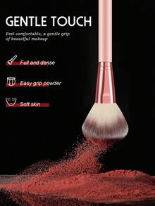 14pcs Makeup Brush Set, 11 Pink Skin-Tone Flat Head Makeup Brushes, 2 Makeup Sponges, 1 Face Mask Brush, Full Set For Foundation, Base Makeup And Mask Application - Multicolor - View 2