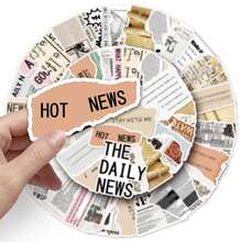 50Pcs Vintage Newspaper Sticker Pack, Waterproof Vinyl Torn Paper Decals, Retro News Text Stickers, DIY Decor For Junk Journal, Album, Envelope, Nostalgic Craft Gift - Irregular Shape - View 6