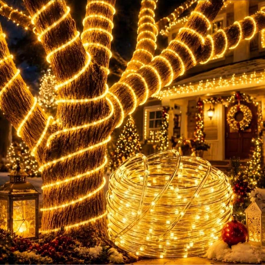 Solar‑Powered Flexible Tube Rope Lights, Durable Hose Design, 8 Lighting Modes, Outdoor Decorative Lights For Home Courtyard, Christmas & Holiday Party Decoration - Solar Tube Light - View 1
