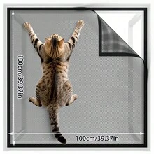 Pet Cat-Proof Window Screen | Anti-Scratch Anti-Fall Window Barrier Mesh, No Drilling Required, Easy Installation, Ventilated & Mosquito-Proof, Cat Protection Screen Mesh - L - View 2