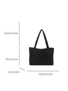 Tote Bag,3D Quilted Body With Strap,Lightweight & Comfortable To Carry.Large Capacity Store,Minimalist & Elegant For Daily Commute,Shopping,Travel - Black - View 4