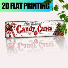 2D Flat, 1pc Vintage Candy Cane Nostalgic Metal Wall Decor Sign, Fashionable Christmas Decoration, Red And White Striped, Candy Cane And Bow Pattern, Durable Holiday Ornament, Suitable For Home, Kitchen, Cafe, Men's Lounge, Etc. (Random Style) - A - View 3