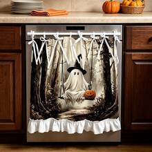 1PC Kitchen Curtain, Forest Ghost Pattern Multi-Functional Decorative Curtain, Suitable For Kitchen Curtain Cover, Oven Cover, Laundry Room, Dishwasher, Bathroom Window And Kitchen, Halloween Decoration - Multicolor - View 7