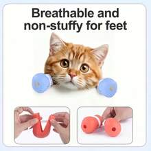 4pcs Cat Paw Protective Shoes, Adjustable Hook And Loop Pet Boots, Anti-Licking And Biting Cat Protective Shoe Covers, Indoor Home Use - Multicolor - View 4