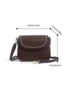 1pc Solid Color PU Square Crossbody Bag, Elegant Minimalist Fashion Small Handbag For Women, Suitable For Shopping, Dating, Commuting, Shopping, Compact Wallet - Coffee Brown - View 5
