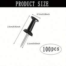 120pcs Black Push Pins, Plastic Head T-Pins, For Cork Board, Wall Hanging And Office Use - 120pcs Black I-shaped Nails - View 2