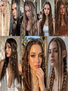 Synthetic Viking Braided Headband, Women's Bohemian Braided Hair Extensions, Halloween Renaissance Party Cosplay Hair Accessory - Multicolor - View 8