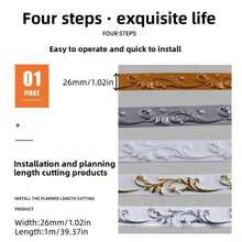 3D PVC Self-Adhesive Decorative Soft Line, Home Decor Soft Decorative Mirror Frame Border, Self-Adhesive Decorative Strip, Suitable For Bathroom Door And Mirror - A - View 2