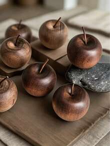 2/4pcs Natural Wood Aroma Diffuser, Apple-Shaped Essential Oil Diffuser, Elegant Brown Wood Grain, Flame Retardant Material, Easy Operation, Suitable For Home Decor, Christmas Decor, Room Decor, Christmas Gift - Multicolor - View 7