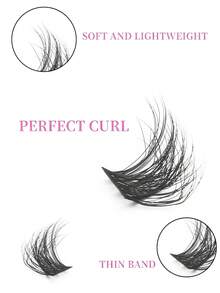 144 Pcs Bulu Mata Gugus D-Curl Russian Volume Fluffy, Ekstensi Bulu Mata Individual Faux Mink, Panjang Campuran 10-16mm, Bulu Mata Gugus DIY yang Dapat Disesuaikan, Tampilan Alami untuk Riasan Sehari-hari, Halloween, dan Panggung - D - View 4