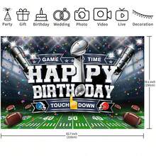 1pc Football-Themed Birthday Backdrop Banner; Perfect For Football Victory Celebrations, Birthday Parties, And Baby Showers-Suitable For Use As A Cake Table Backdrop Or Photo Background. - View 5