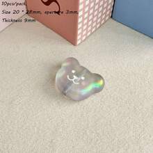 Solid Color Dripping Oil Smiling Face Acrylic Bear Head Pendant DIY Handmade Keychain Bag Hanging Accessories Gift Matching - Multicolor - View 22