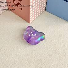 Solid Color Dripping Oil Smiling Face Acrylic Bear Head Pendant DIY Handmade Keychain Bag Hanging Accessories Gift Matching - Multicolor - View 36