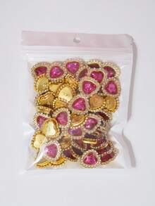 20/35/60/95pcs/Bag Mixed Color, Solid Color Heart-Shaped Rhinestone Decor With Gold Base, Suitable For Phone Cases, Bags, Shoes, Clothing Accessories And Jewelry Making DIY Crafts, Multiple Colors Available - Heart-shaped Diamond - View 22