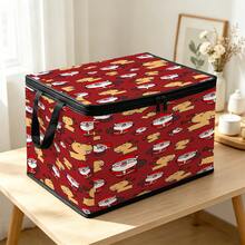 1PC Christmas Cartoon Santa Claus & Reindeer Pattern Foldable Storage Box, Portable Zipper Fabric Organizer, Double Handle Large Capacity Storage Bag, Suitable For Bedroom, Wardrobe, Holiday Decor, Home Storage - Multi-color - View 5