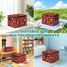 1PC Christmas Cartoon Santa Claus & Reindeer Pattern Foldable Storage Box, Portable Zipper Fabric Organizer, Double Handle Large Capacity Storage Bag, Suitable For Bedroom, Wardrobe, Holiday Decor, Home Storage - Multi-color - View 7