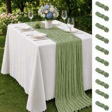 16 Pack Sage Green Cheesecloth Table Runner,Gauze Table Runner, Boho Rustic Semi Sheer Cheese Cloth Fabric Table Decor For Wedding, Party, Baby Shower, Bridal Shower, Birthday, Farmhouse Dining, Garden, Engagement And Home Decor - Sage Green - View 29