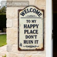 2D復古「Welcome To My Happy Place」木製裝飾牌，適用於庭院牆面、圍欄、車庫、室內牆面裝飾，絕佳禮物，無需用電 - TM33 - 查看 7