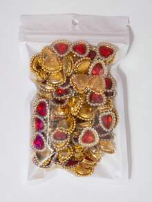 20/35/60/95pcs/Bag Mixed Color, Solid Color Heart-Shaped Rhinestone Decor With Gold Base, Suitable For Phone Cases, Bags, Shoes, Clothing Accessories And Jewelry Making DIY Crafts, Multiple Colors Available - Heart-shaped Diamond - View 18
