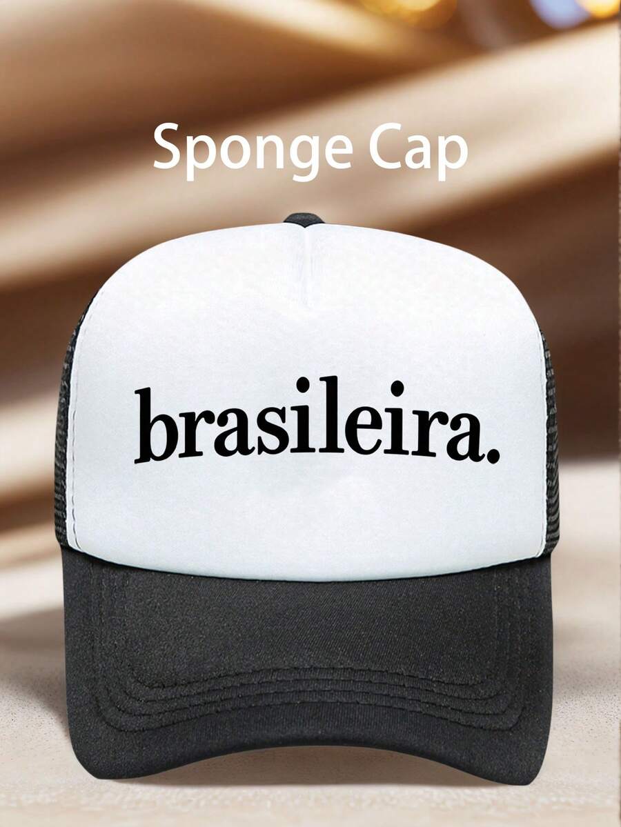 1pc Men Hat 'brasileira.' Printed Hats For Men Adjustable Design UV Protection Perfect For Outdoor Trips, Everyday Wear, Beach Parties, And Sports.