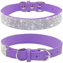 Dog Collar For Small Dogs, Lightweight Adjustable Microfiber Leather Suede Bling Dog Collars,Pink Dog Collar Cat Collar, Rhinestone Dog Collar. - Multicolor - View 20