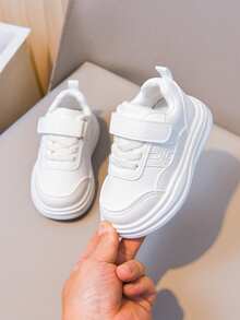 1 Pair Baby Soft Sole White Sneakers, Suitable For All Seasons - White - View 9