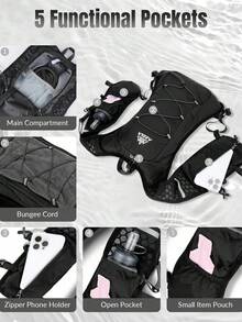 Running Vest Backpack, Ultralight Hydro Running Vest With Bladder For Men Women, Hydration Pack With Phone Holder, Water Backpack For Cycling Running Marathon Jogging, Black - Black Backpack + 2PCS Water Bottle - View 5