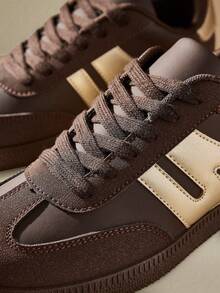 TCVC Sepatu Olahraga Kasual Harian Wanita dengan Desain Blok Warna, Sepatu Sneaker Olahraga yang Serbaguna dan Nyaman - kopi - View 11