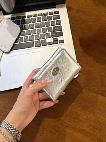 XD 復古拉鍊短夾,多卡槽信封式女款錢包,皺褶紋理極簡雙摺小包,適合感恩節/萬聖節/情人節女性禮物 - 彩色 - 查看 4