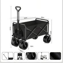 Camping Cart With Tabletop, Outdoor Picnic & Outing, Pull Handle, Mobile Foldable Trolley - Multicolor - View 12
