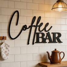 1pc Vintage Coffee Bar Metal Sign - Cursive Style, Rustic Wall Decor With Holes, Perfect For Farmhouse Decor, Ideal Christmas Gift, Coffee Bar Decoration, Vintage Coffee Bar, Cursive Art, Coffee Bar Decor - One Size Fits All - View 6