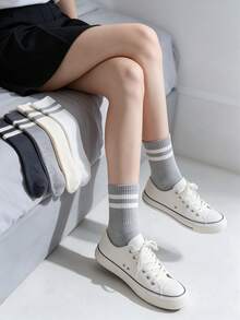 6/3/1 Pairs Random Style Women's Striped Breathable Business Casual Sports Running Cycling Multi-Purpose Student Mid-Calf Socks - Multicolor - View 7