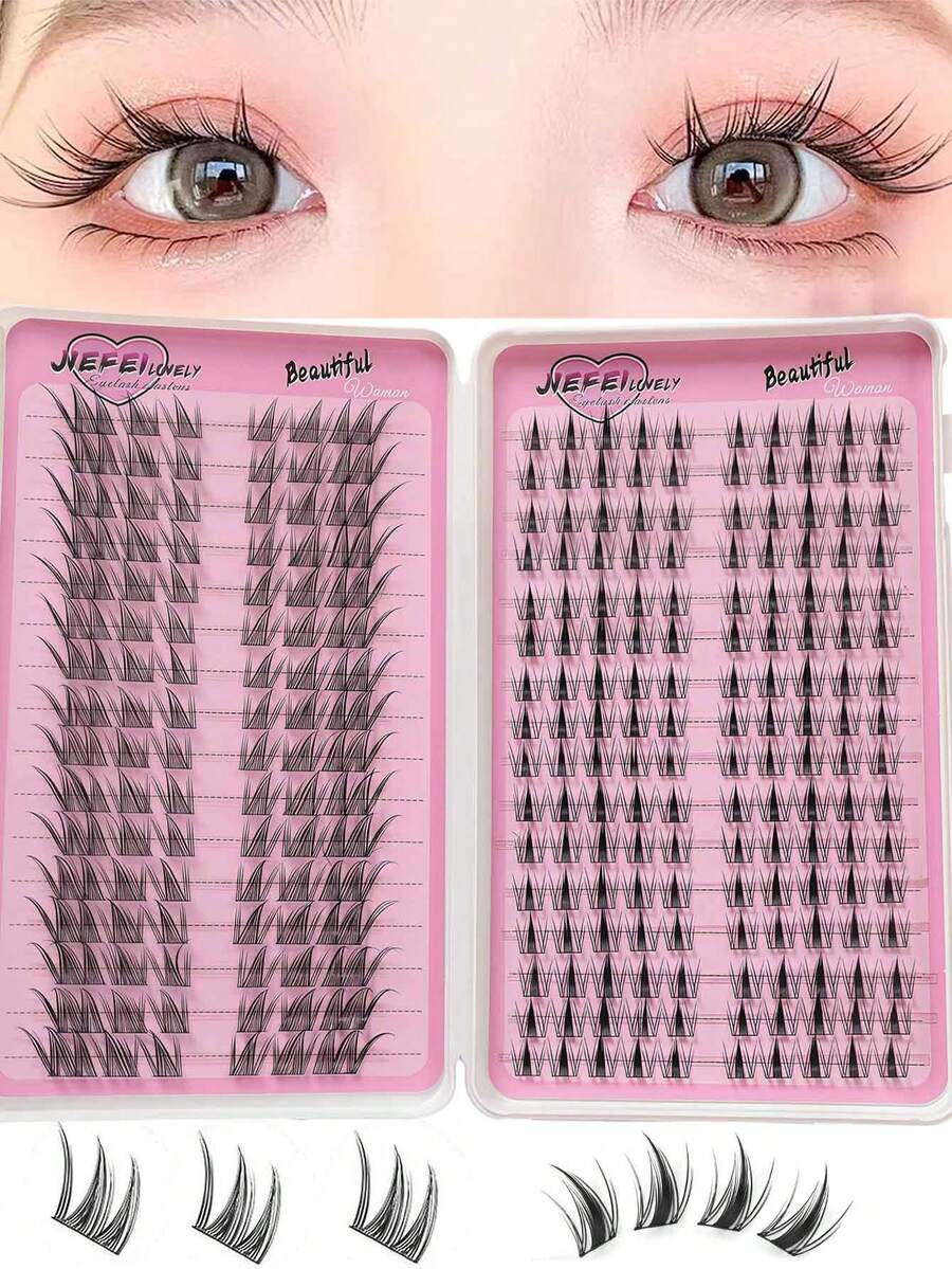 Large Capacity False Eyelashes, Realistic Segmented Single Cluster Eyelashes For Beginners, Natural Thin Dense Cartoon Style - View 1