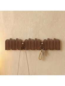Luxury Solid Wood Hidden Folding Wall-Mounted Coat Rack, 45° Slanted Anti-Slip Hook Design, Hand-Polished Smooth Wall Storage Organizer, Suitable For Entryway And Bedroom, Minimalist Japanese Style Entryway Hat, Bag And Key Rack - View 3