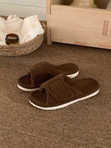 XIXITIAO Unisex Adjustable Hook & Loop Slide-In Pure Thermal Slippers, Arch Support Lightweight Indoor Floor Shoes, All-Season Wear - Brown - View 1