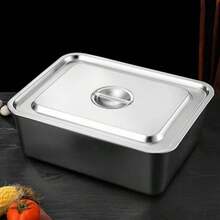 2/4pcs Stainless Steel Portion Pans Square Food Containers Condiment Boxes Hotel Kitchen Prep Trays Fast Food Storage Trays - View 2