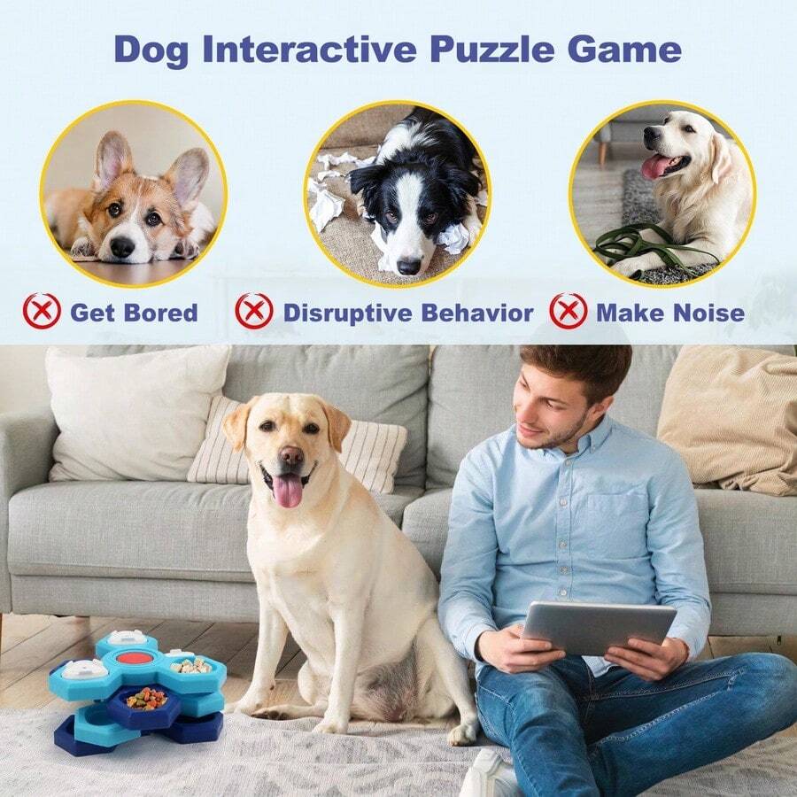Pet Toy Multi-Layer Rotating Slow Feeder Training Dog Foraging Toy Rotating Dog Bowl Pet Cat Dog Multi-Layer Feeding Bowl Neck Protection Anti-Choking Home Slow Feeder Bowl Pet Supplies - 500ml - View 1