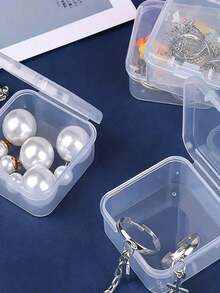 2pcs Transparent Plastic Square Boxes, 4.5cm/1.77in, Clear Storage Boxes With Hinged Lids, Small Bead Storage Boxes, Mini Organizer Boxes, Suitable For DIY Crafts, Jewelry And Other Small Items, Back To School Essential - Clear - View 6