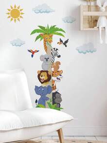 1 pieza Pegatina de pared con patrón de animal de dibujos animados, Pegatina de pared de PVC de dibujos animados para decoración del hogar, Pegatina, Calcomanía de pared, Para decoración del hogar, Proyecto de decoración de primavera Renueva tu hogar, Pegatina de decoración de llama Regalo de cumpleaños Graduación - Multicolor - Ver 3