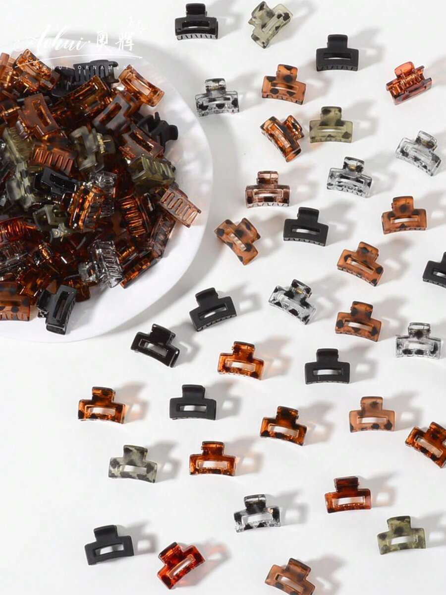 24PCS/12/6/1/Set Women's Leopard Print Square Mini Hair Clips, Loose Hair Clips, Bangs Clips, Decorative Hair Clips. Christmas Hair Accessories Hair Clips - 6pcs Leopard Print Hair Clips Multicolor Set - View 1