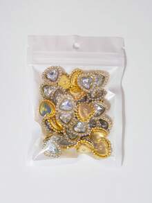 20/35/60/95pcs/Bag Mixed Color, Solid Color Heart-Shaped Rhinestone Decor With Gold Base, Suitable For Phone Cases, Bags, Shoes, Clothing Accessories And Jewelry Making DIY Crafts, Multiple Colors Available - Heart-shaped Diamond - View 50