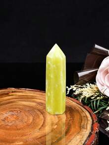 1pc Natural Crystal Lemon Jade Pointed Pillar Healing Stone Hexagonal Square Pointed Stone Rod Healing Ornament - Lemon Jade - View 24