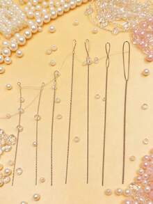 5pcs Ultra-Fine Twisted Thread Beading Needles, Threaded Structure For Easy Beading, Slender Needle Body Smoothly Passes Through Small Holes, Suitable For Bead Embroidery, Seed Bead Bracelets, Necklaces, Earrings, Beaded Pendants And Other Delicate DIY Jewelry - Beaded Needles - View 1