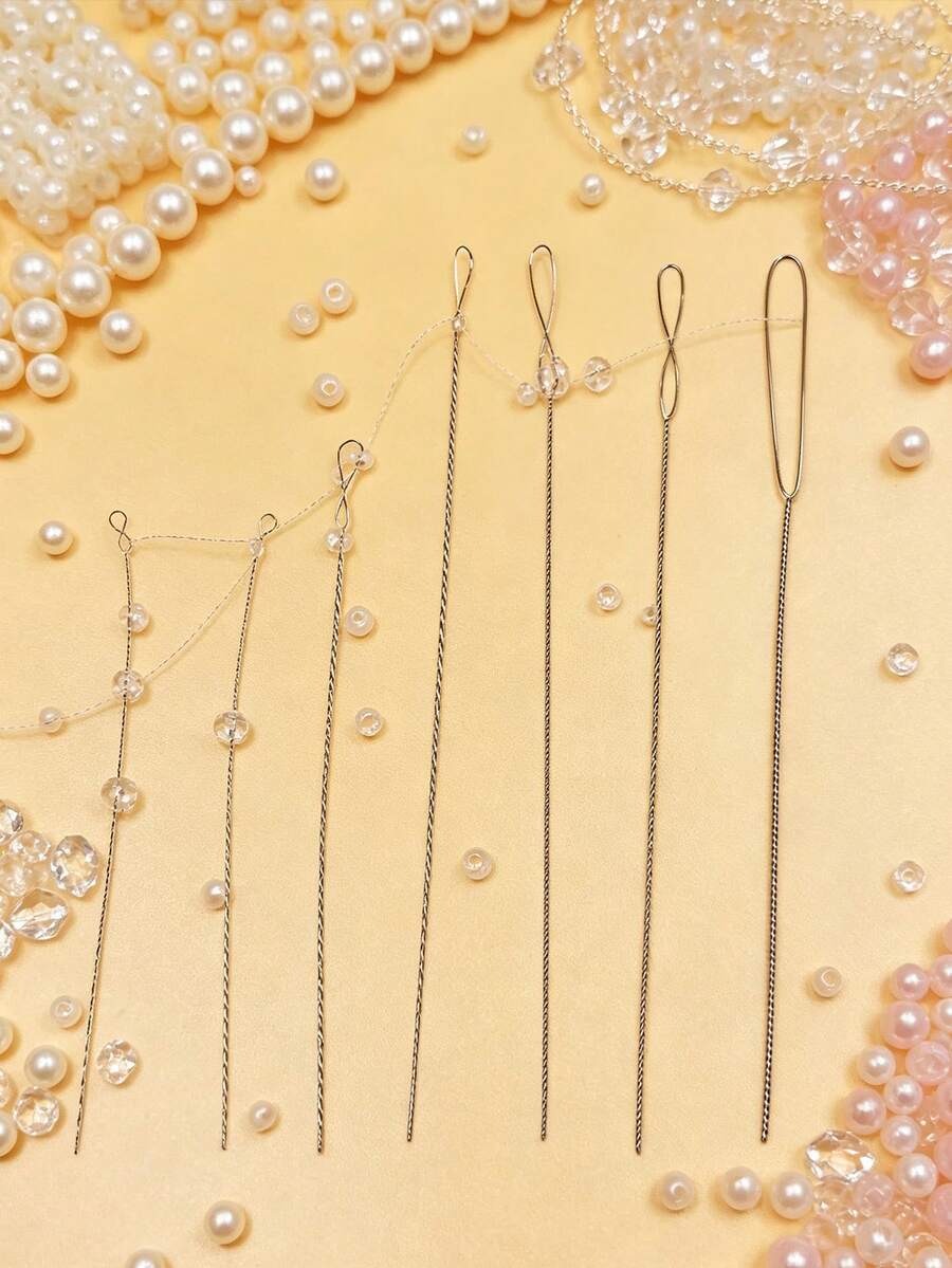5pcs Ultra-Fine Twisted Thread Beading Needles, Threaded Structure For Easy Beading, Slender Needle Body Smoothly Passes Through Small Holes, Suitable For Bead Embroidery, Seed Bead Bracelets, Necklaces, Earrings, Beaded Pendants And Other Delicate DIY Jewelry - Beaded Needles - View 1