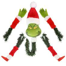 The Grinch مجموعة ديكور شجرة عيد الميلاد، رأس وحش أخضر مضحك مع أذرع وأرجل، زينة شجرة عيد الميلاد، ديكور حفلة منزلية للعطلات، شحن عشوائي للشكل 2 والشكل 3 - A - مشاهدة 2