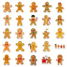 50pcs Gingerbread Man Personalized Christmas Sealing Stickers, Cute Creative Luggage Glass Bottle Decorative Stickers - Multicolor - View 6